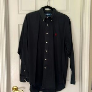 Ralph Lauren Men’s Black Button down Dress shirt, size Large. 100% Cotton.